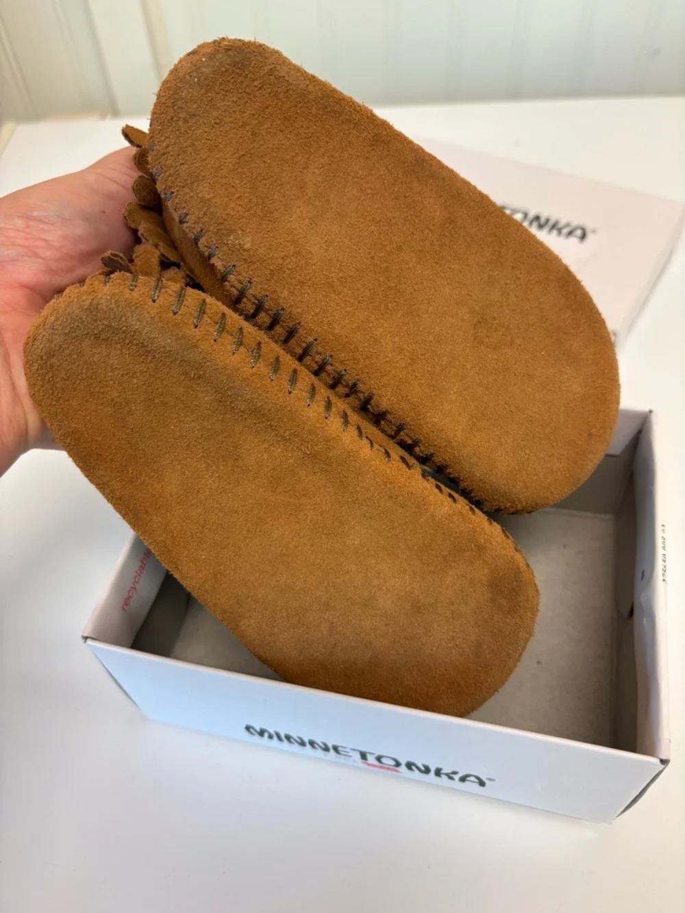 Minnetonka Kids Brown Suede Fringe Moccasins